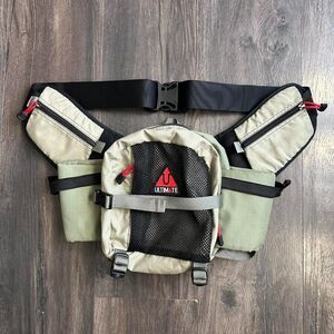 Vtg Ultimate Gemini Trek Pack Waist Dual Bottle Hike Bag Adjustable Khaki Green